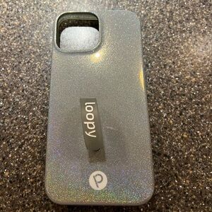 Loopy Case Glitter Holographic Silver Phone Case with Loop Grip